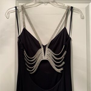 Stunning Black Dress with Diamond Straps